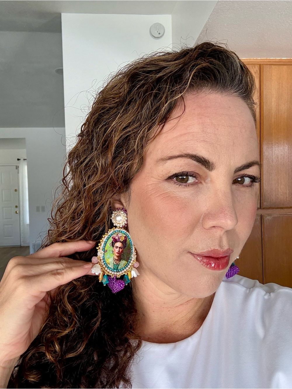 Frida-Inspired Multicolor Beaded Statement Earrings